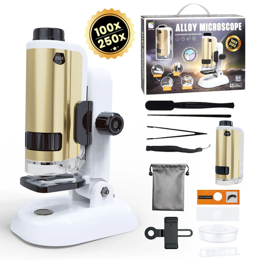 Microscope 100X-250X Kit for Kids 8 9 10 11 12 Years, Educational STEM Toys Birthday Gift for Kids Boys Girls Ages 8-12 Years.