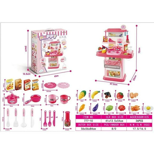 Toy Play Kitchen Sets for Girls, Christmas Gifts Toys for Girls 3-6 6-8, Pretend Play Toys for Kids (Pink)