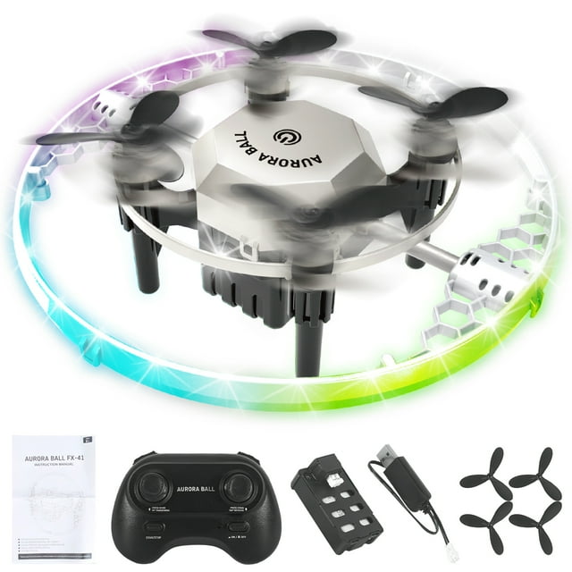 Flooyes Mini Drone for Kids, 4.3 Inch Small Flying Toys Drones with LED Light One Key Take Off Spin Flips RC Mini Drones,Kids Gifts Toys for Boys and Girls