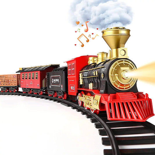 Train Set - Electric Train Toy for Boys Girls w/ Smokes, Lights & Sound, Christmas Gifts for 3 4 5 6 7 8+ Year Old Kids