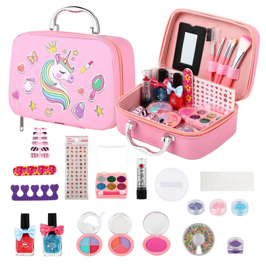 Flooyes Girls Makeup Kit for Kids - Pretend Play Real Washable Makeup Set