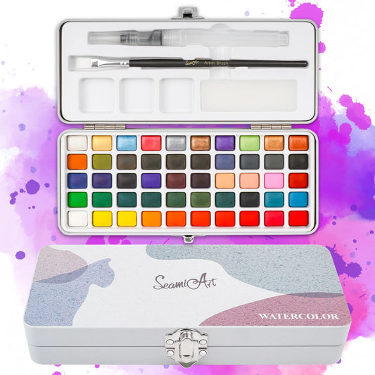 Watercolor Paint Set, 50 Colors Watercolor Set, Travel Paint Set for Adults, Children, Beginners, and Professional Artists | Watercolor Palette with Brushes, and Pens | Art Supplies for Adults