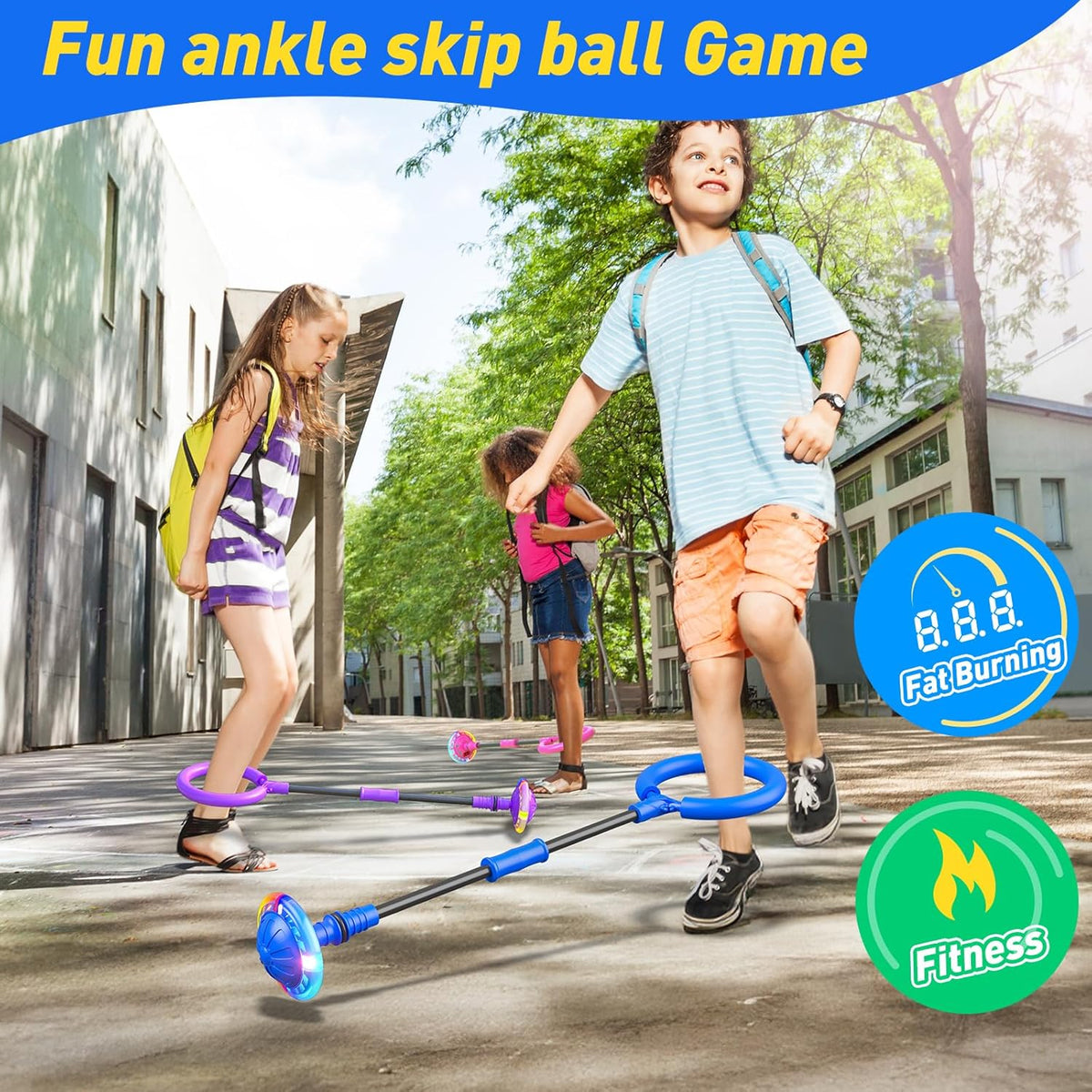 Flooyes Skip Ball for Kids, Ankle Skip Ball Toy with Counter, Timer an ...