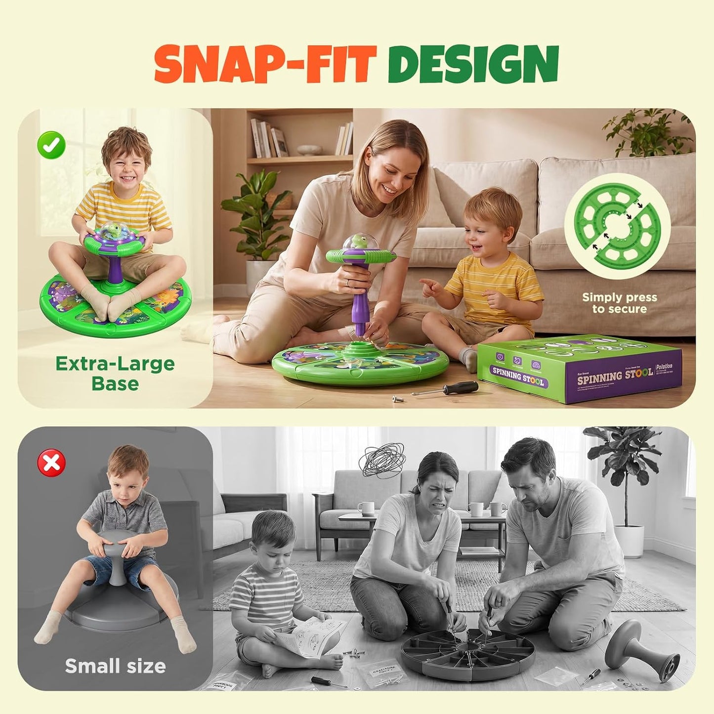 Flooyes Dinosaur Sit and Spin Toy for Toddlers 2-4 360° Toddler Spinning Chair,LED Lights,Indoor Active Play Toy,Christmas Birthday Gifts for Boys and Girls