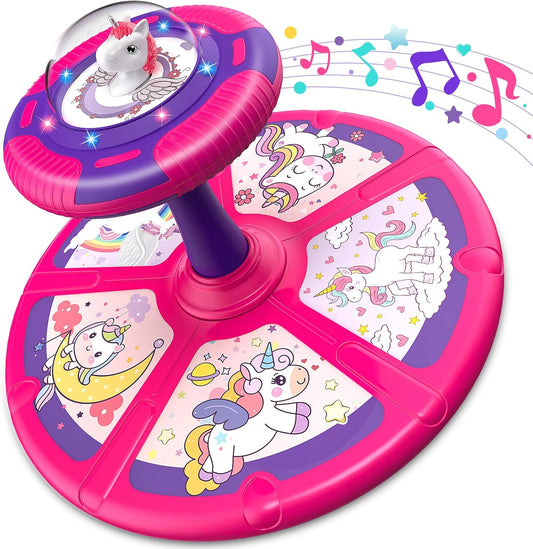 Flooyes Unicorn Sit and Spin Toys with LED and Music, Toddler Toys Age Over 18 Months