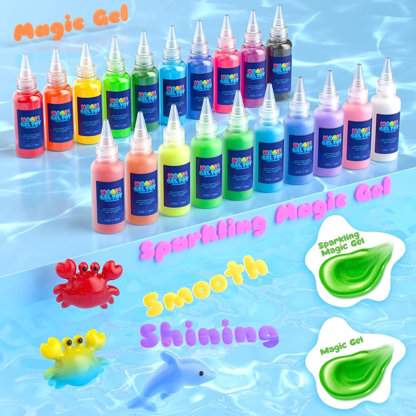 Flooyes Magic Elf Water Toy Kit, Aqua Water Gel Magic Elf Pets Kit for Kids, Squishy Maker Toy with 20 Magic and 16 Shape Molds Pets, Birthday Gifts Crafts DIY for Kids, Make Your Own Squishies