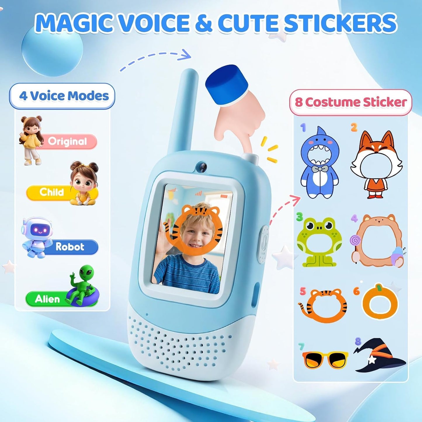 Flooyes Video Walkie Talkies for Kids,Kids Walkie Talkies with Video Call   2 Pack,Rechargeable,Long Range,Birthday Gifts for Boys Girls Age 3-12,Indoor Outdoor Toys