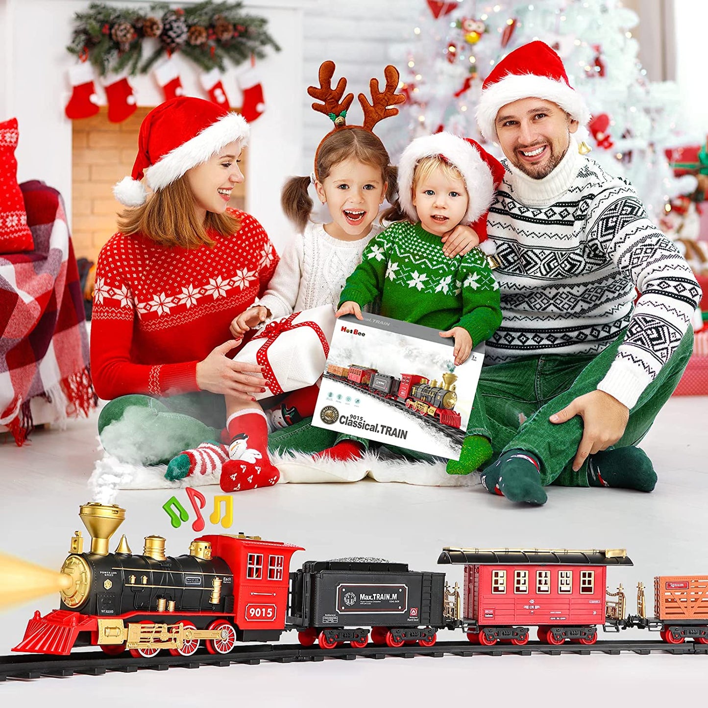 Train Set - Electric Train Toy for Boys Girls w/ Smokes, Lights & Sound, Christmas Gifts for 3 4 5 6 7 8+ Year Old Kids