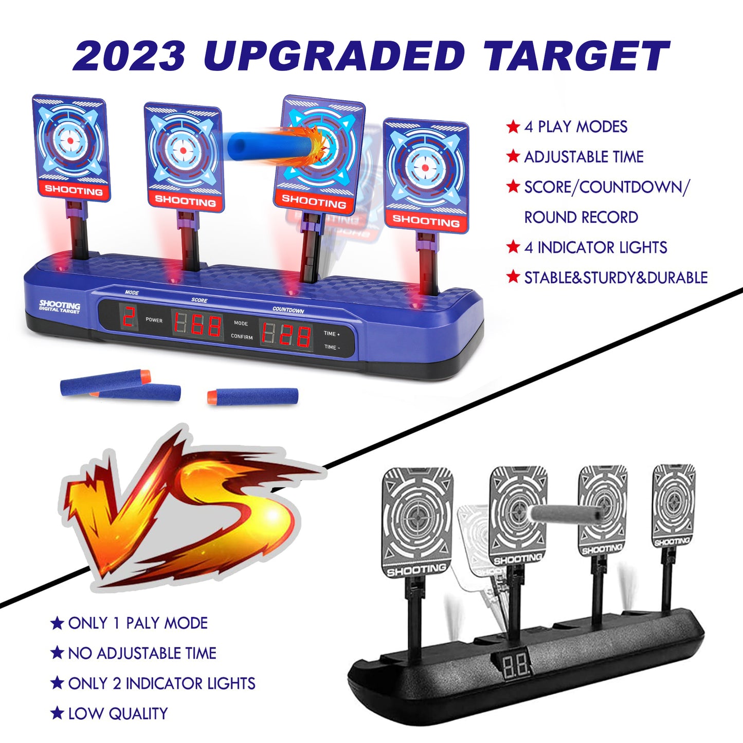 Electronic Shooting Target for Nerf, 4 Shooting Target Scoring Auto Reset Digital Targets, Christmas Gift Toy for Kids Boys & Girls Age 3+