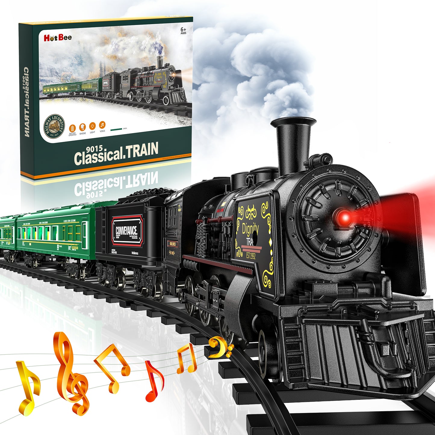 Model Train Set Toys for Boys 3 4 5 6 7 8+ Years - Metal Alloy Electric Trains w/ Steam Locomotive,Train Toys w/ Smoke,Sounds & Lights,Christmas Toys Gifts for 3 4 5 6 7+ Years Old Kids