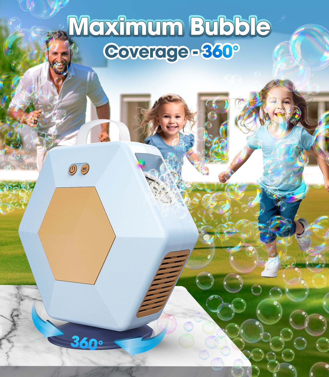 Bubble Machine Blower for Toddlers Christmas/Brithday/Wedding/Camping Parties, 16000+ Bubbles/Min,Gifts for Kids Toddlers Boys Girls 3-8 years old.(White)