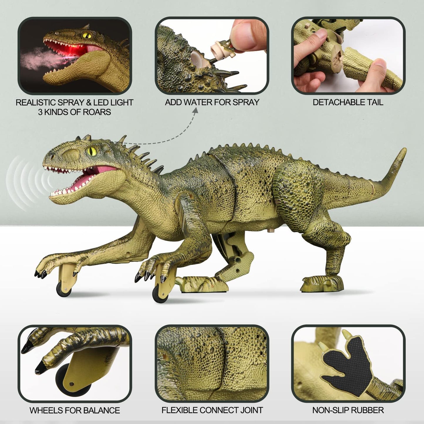 Remote Control Dinosaur Toy with Light and Roaring Sounds, Jurassic Tyrannosaurus Toys RC Walking Dinosaur Birthday Gift for Boys Age 3-12