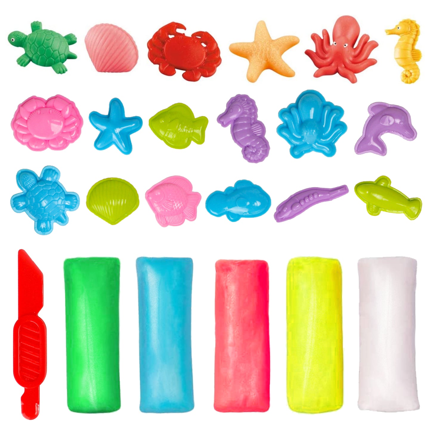 Color Clay Dough Ocean Animals Modeling Kit, Multi-color Play Dough Set, Kids Arts Crafts Toy Gift for Girls Boys Age 3+