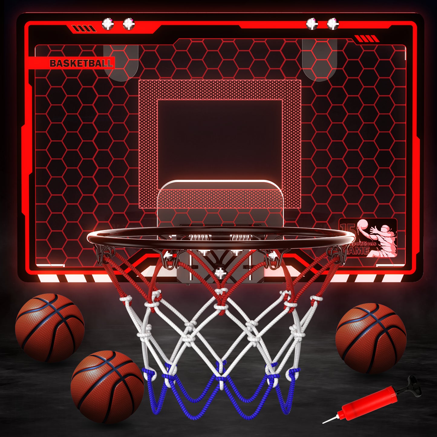 Mini Basketball Hoop Set - Light-up Indoor Hoops with 3 Balls & LED Effects - Indoor Sports, Fun & Learning for Kids 3-10+ Years - Perfect Birthday Gift for Boys