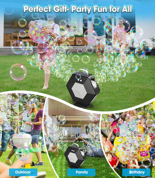 Upgraded Bubble Machine With 360° Rotation, Automatic Bubble Blower, 16000+ Bubbles/Min, Bubble Maker Toys for Kids Toddler Adult, Outdoor Birthday Party