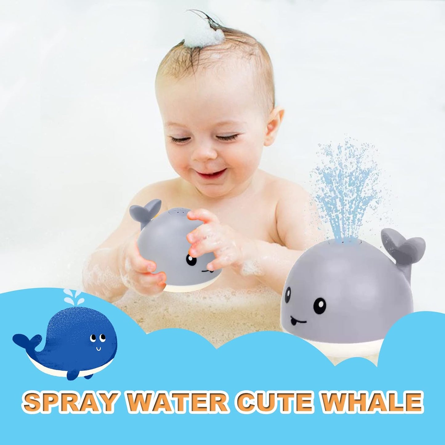 Updated Sprinkler Baby Bathtub Toy, Bath Toys Light up with Four Accessories for Toddlers Girls Boys Christmas Gift Toys for Babies