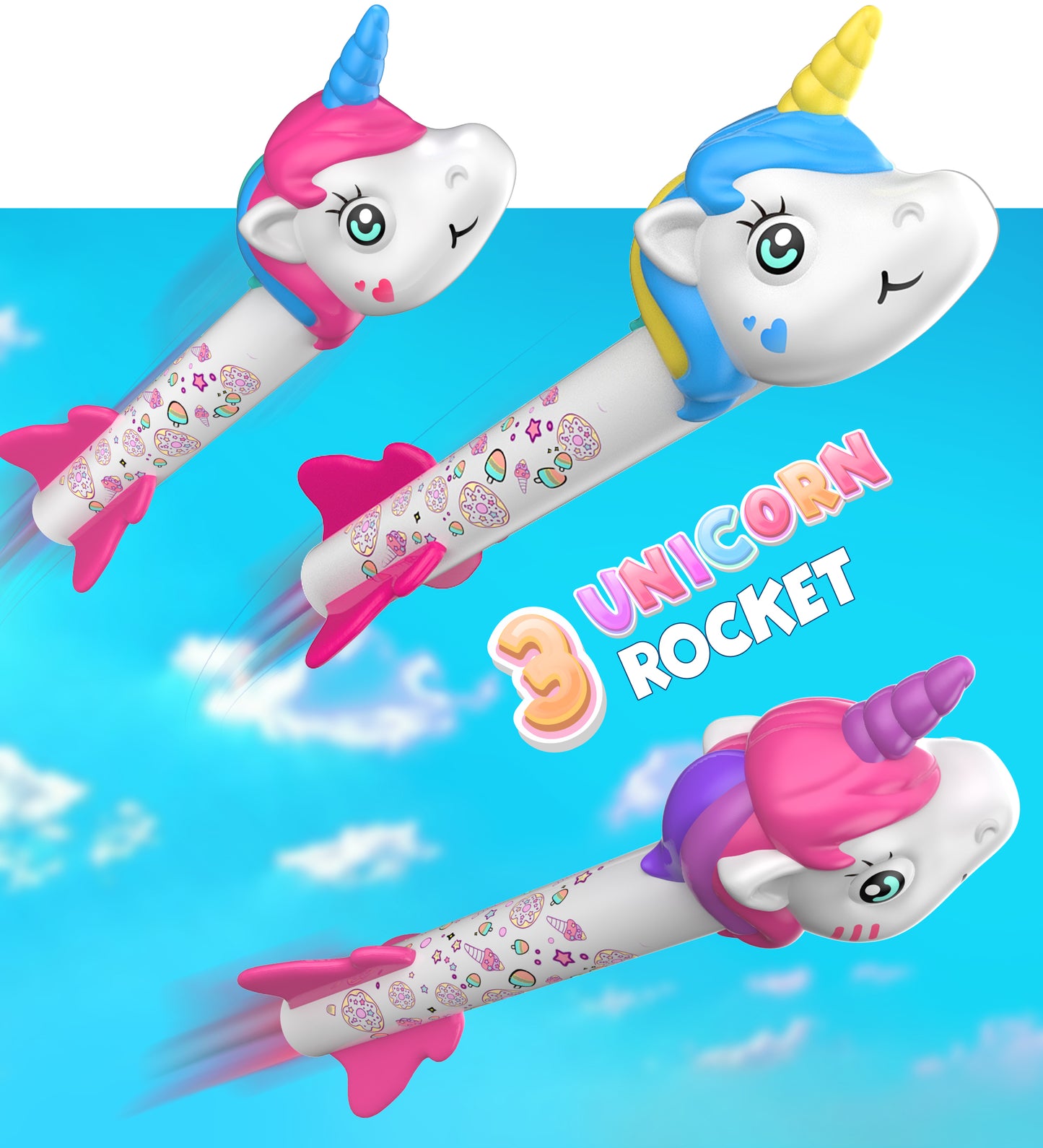 Rocket Launcher for Kids, Unicorn Girls Clearance Gift Toys, Innovative Design, Outdoor Toys Shoot Rockets with Power, Ideal Christmas Gifts for Kids 3 4 5 6 7 8 Outdoor Adventures