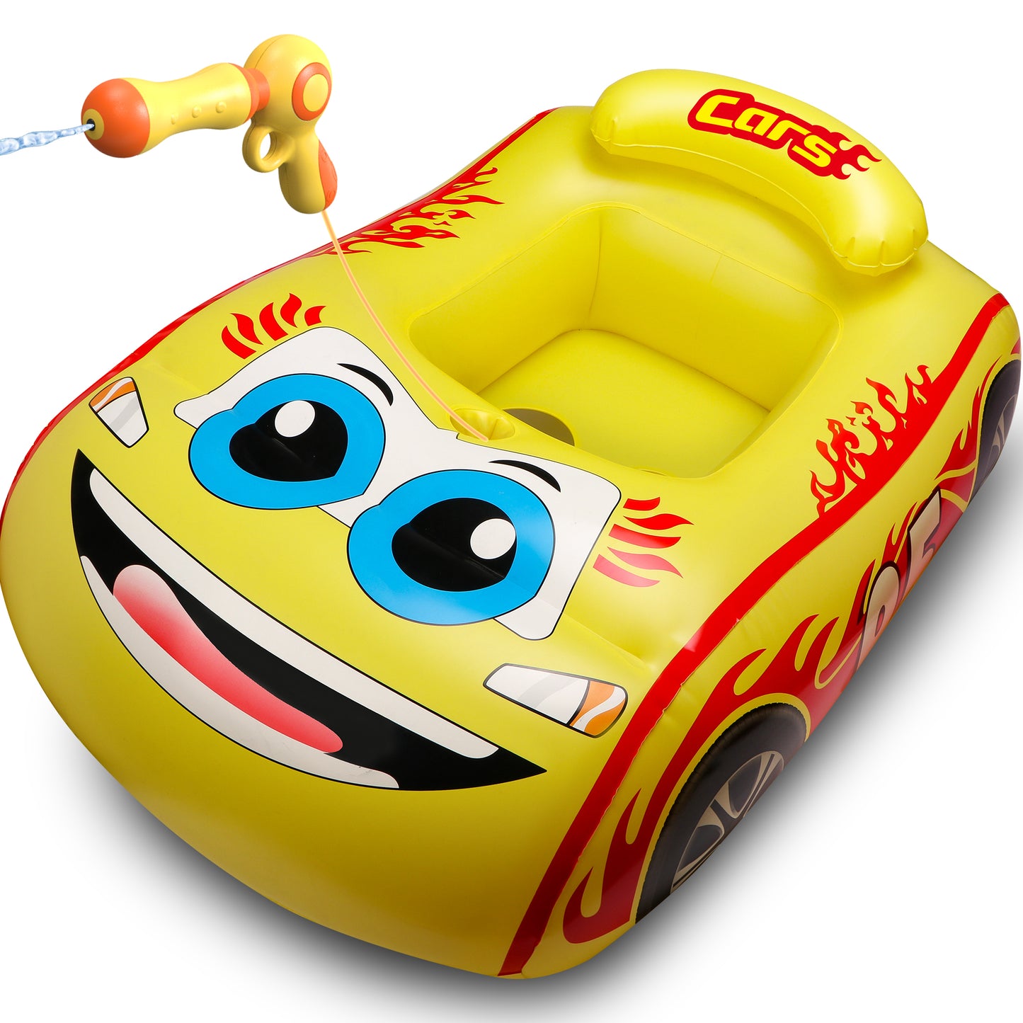 Inflatable Pool Float Kids, Cute Car Boat Floats with Steering Wheel, Summer Toys for Toddler Boys Girls Kids 1-4