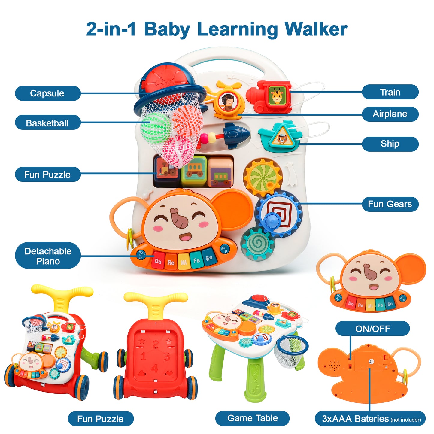 Red Baby Stand Walkers with Removable Activity Panel, Fun and Engaging Way for Girls/Boys to Learn to Walk and Develop Their Senses