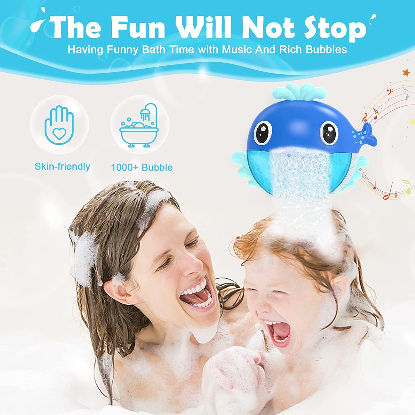 Baby Bubble Bath Toy for Kids, Christmas Baby Gift Toys Bubble Maker for Bathtub toys, Musical Foam Blower Bubbling Machine for Baby Boys Girls 18 Months Up