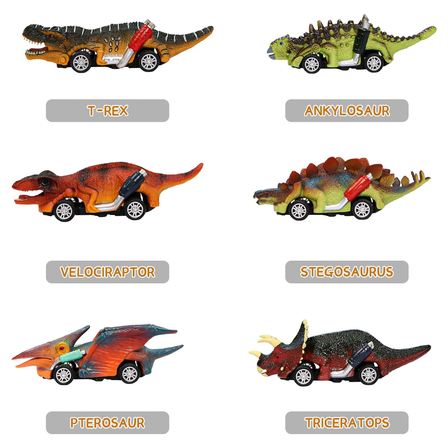 Dinosaur Toys for Kids 3-5, Pull Back Dinosaur Cars for 3 4 5 6 7 Year Old Boys Girls 6 Pack Dino Toys Gifts for Toddlers