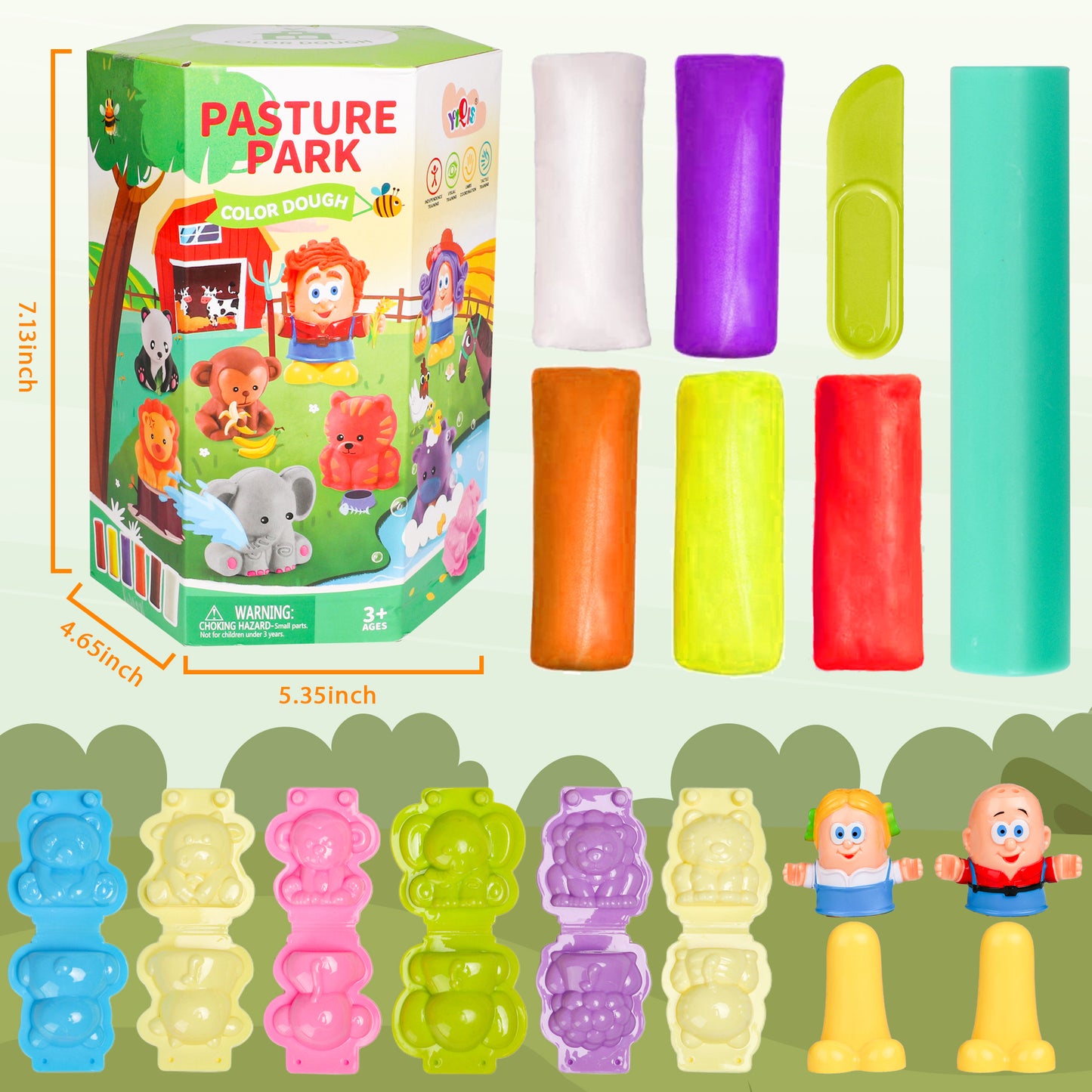 Color Dough Toys Pasture Park Dough Set Creations Tools for Kids 3 Years and Up