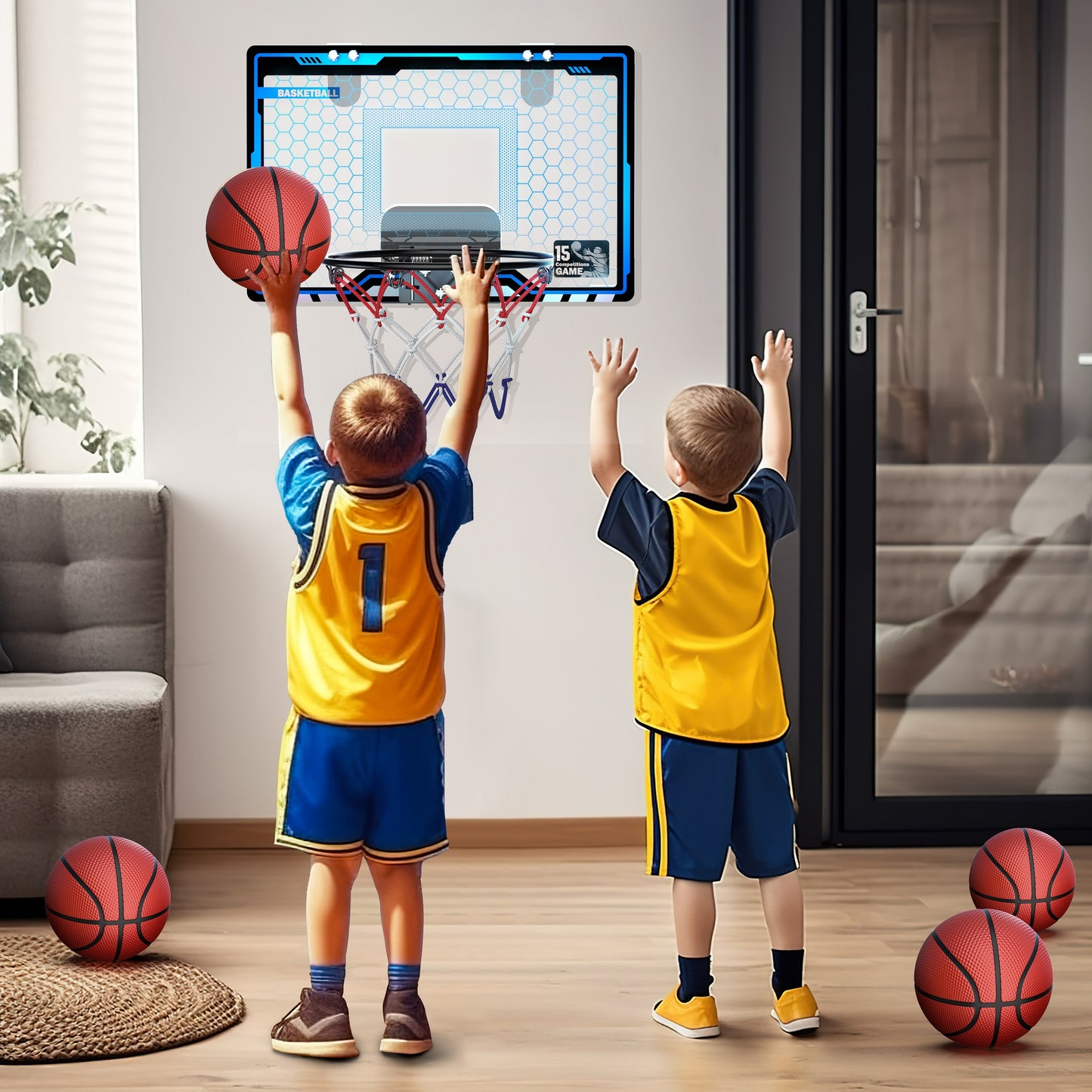 Mini Basketball Hoops for Kids Ages 3 4 5 6 7 8+Years, Basketball Toys for Kids with LED Light, Indoor Toddler Basketball Hoops Set for Boys Ages 3-8 , Birthday Christmas Gifts.